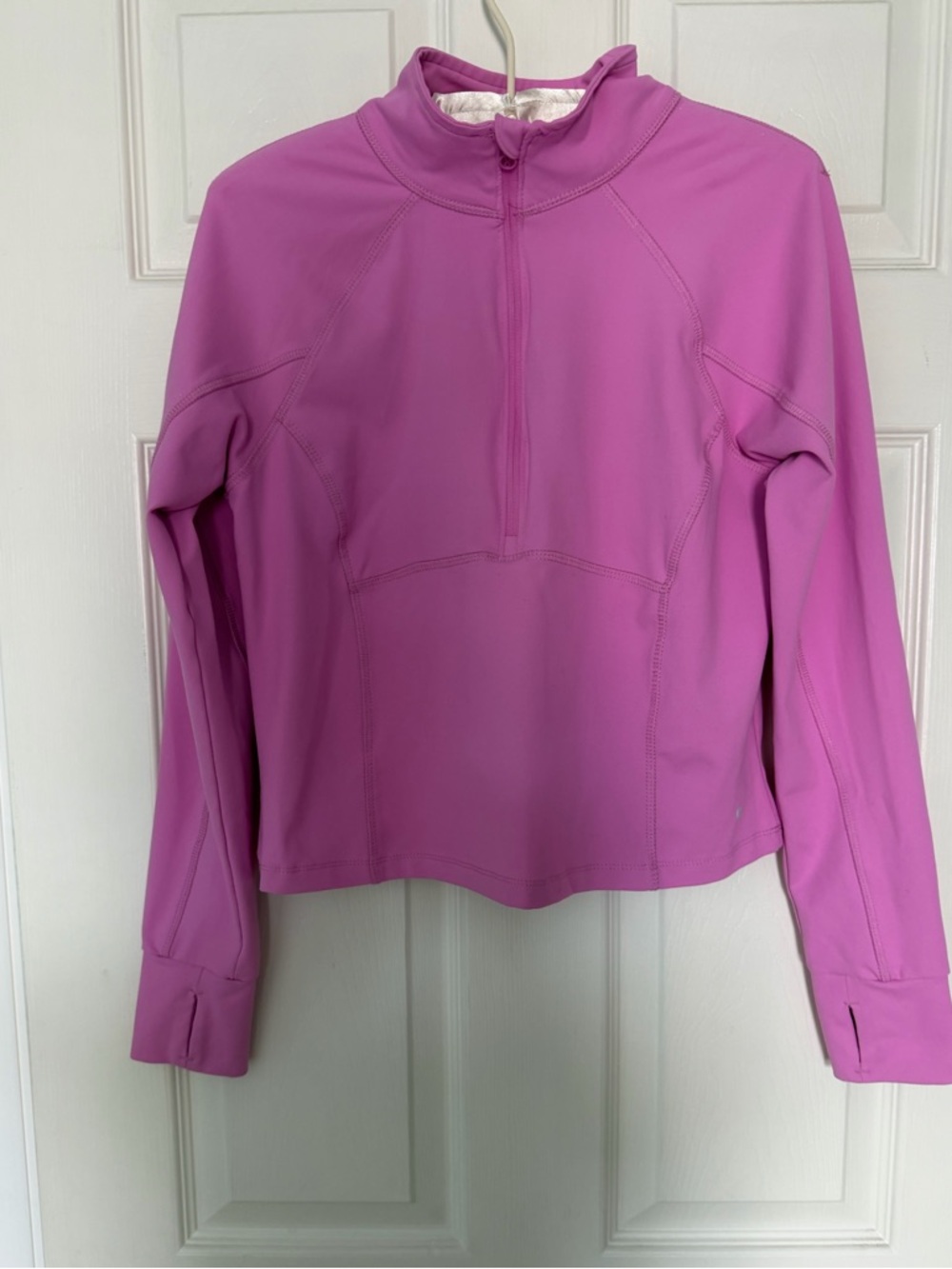 Bright Pink Quarter-Zip Cropped Pullover Meri